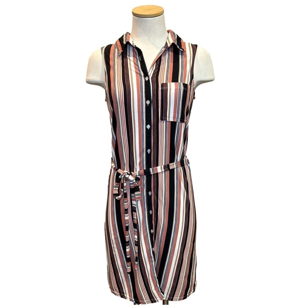 Streetwear Society Striped Button Up Shirt Dress-XSmall/Small